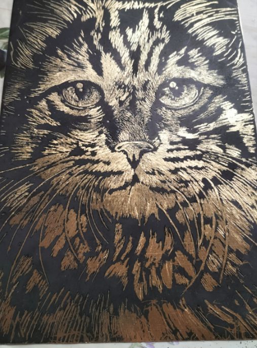 Tablou Gravură "Pisica blindă"